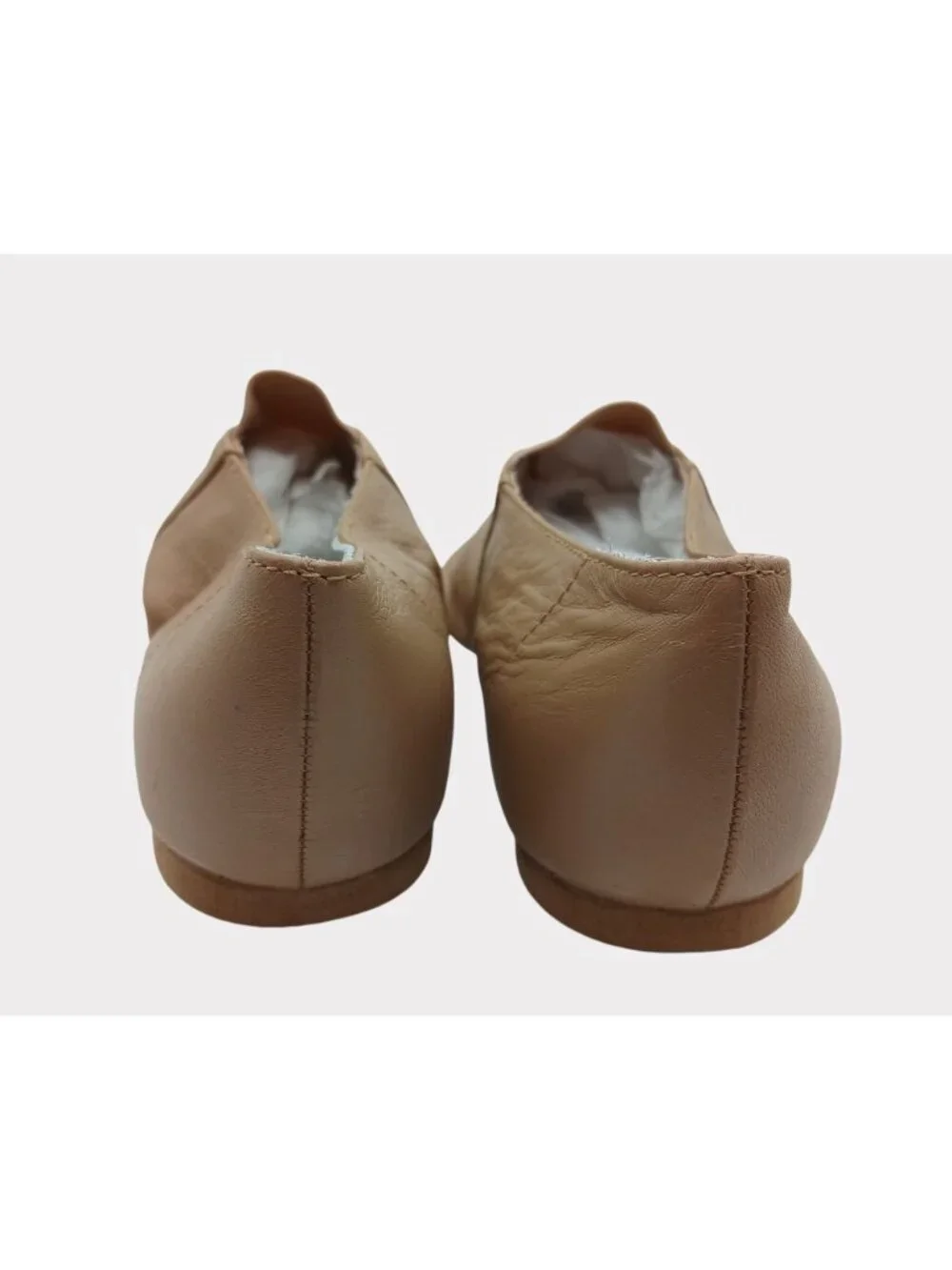 Bloch Tan Split Sole Slip On Jazz Shoe Size 5 Elastic Panel Rubber Sole Heel - Picture 6 of 11
